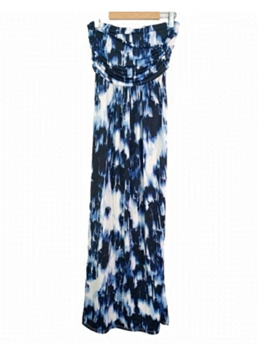 Le Chateau Abstract Tie Dye Strapless Ruched Maxi Dress Coverup XS - Picture 2 of 9
